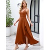image:imageANRABESS Formal Dresses for Women Evening Party Cocktail Long Dress Split Elegant V Neck Wrap Ruffle Wedding Guest DressesCaramel