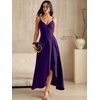 image:imageANRABESS Formal Dresses for Women Evening Party Cocktail Long Dress Split Elegant V Neck Wrap Ruffle Wedding Guest DressesDark Purple