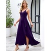 image:imageANRABESS Formal Dresses for Women Evening Party Cocktail Long Dress Split Elegant V Neck Wrap Ruffle Wedding Guest DressesDark Purple