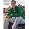 image:imageANRABESS Women Long Sleeve Quarter Zip Pullover Fall Sweater  Collared High Neck Thumb Holes ShirtsSoft Ribbed Knit Top for LeggingsWork Business Casual OutfitsTravel Vacation ClothingGreen