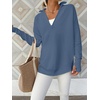 image:imageANRABESS Women Long Sleeve Quarter Zip Pullover Fall Sweater  Collared High Neck Thumb Holes ShirtsSoft Ribbed Knit Top for LeggingsWork Business Casual OutfitsTravel Vacation ClothingBlue