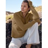 image:imageANRABESS Women Long Sleeve Quarter Zip Pullover Fall Sweater  Collared High Neck Thumb Holes ShirtsSoft Ribbed Knit Top for LeggingsWork Business Casual OutfitsTravel Vacation ClothingBrown