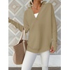 image:imageANRABESS Women Long Sleeve Quarter Zip Pullover Fall Sweater  Collared High Neck Thumb Holes ShirtsSoft Ribbed Knit Top for LeggingsWork Business Casual OutfitsTravel Vacation ClothingKhaki