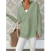 image:imageANRABESS Women Long Sleeve Quarter Zip Pullover Fall Sweater  Collared High Neck Thumb Holes ShirtsSoft Ribbed Knit Top for LeggingsWork Business Casual OutfitsTravel Vacation ClothingLight Green