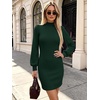 image:imageANRABESS Women Mock Neck Puff Long Sleeve Sweater Mini Dress Ribbed Bodycon  Fall Turtleneck Lightweight Slim Fit Stretchy Knit Short Dresses Daily Cocktail Night Party Date Going Out Fashion ClothingGreen
