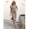 image:imageANRABESS Womens 2 Piece Striped Sweater Skirt Set  Comfy Knit Matching Outfit Short Sleeve Top amp Midi Pencil Skirt Summer Fall Spring Clothes for Work Casual Outing TravelBeige Black