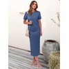image:imageANRABESS Womens 2 Piece Striped Sweater Skirt Set  Comfy Knit Matching Outfit Short Sleeve Top amp Midi Pencil Skirt Summer Fall Spring Clothes for Work Casual Outing TravelDark Blue