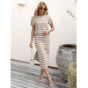 image:imageANRABESS Womens 2 Piece Striped Sweater Skirt Set  Comfy Knit Matching Outfit Short Sleeve Top amp Midi Pencil Skirt Summer Fall Spring Clothes for Work Casual Outing TravelBeige White