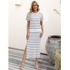 image:imageANRABESS Womens 2 Piece Striped Sweater Skirt Set  Comfy Knit Matching Outfit Short Sleeve Top amp Midi Pencil Skirt Summer Fall Spring Clothes for Work Casual Outing TravelWhite Grey Stripe