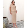 image:imageANRABESS Womens 2 Piece Striped Sweater Skirt Set  Comfy Knit Matching Outfit Short Sleeve Top amp Midi Pencil Skirt Summer Fall Spring Clothes for Work Casual Outing TravelBright Tan