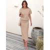 image:imageANRABESS Womens 2 Piece Striped Sweater Skirt Set  Comfy Knit Matching Outfit Short Sleeve Top amp Midi Pencil Skirt Summer Fall Spring Clothes for Work Casual Outing TravelBright Tan