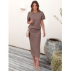 image:imageANRABESS Womens 2 Piece Striped Sweater Skirt Set  Comfy Knit Matching Outfit Short Sleeve Top amp Midi Pencil Skirt Summer Fall Spring Clothes for Work Casual Outing TravelNutmeg
