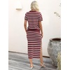 image:imageANRABESS Womens 2 Piece Striped Sweater Skirt Set  Comfy Knit Matching Outfit Short Sleeve Top amp Midi Pencil Skirt Summer Fall Spring Clothes for Work Casual Outing TravelRed White