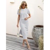 image:imageANRABESS Womens 2 Piece Striped Sweater Skirt Set  Comfy Knit Matching Outfit Short Sleeve Top amp Midi Pencil Skirt Summer Fall Spring Clothes for Work Casual Outing TravelWhite Grey Stripe