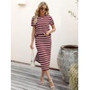 image:imageANRABESS Womens 2 Piece Striped Sweater Skirt Set  Comfy Knit Matching Outfit Short Sleeve Top amp Midi Pencil Skirt Summer Fall Spring Clothes for Work Casual Outing TravelRed White
