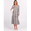 image:imageANRABESS Womens Fall Long Sleeve Boho Floral Tiered Midi Dress  VNeck Lantern Sleeve ALine Dresses with Pockets Comfy Stretchy Casual Work Vacation Daily Wear Winter Spring OutfitsGrey White Spot Print