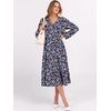 image:imageANRABESS Womens Fall Long Sleeve Boho Floral Tiered Midi Dress  VNeck Lantern Sleeve ALine Dresses with Pockets Comfy Stretchy Casual Work Vacation Daily Wear Winter Spring OutfitsFloral Purple Black