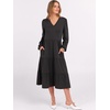 image:imageANRABESS Womens Fall Long Sleeve Boho Floral Tiered Midi Dress  VNeck Lantern Sleeve ALine Dresses with Pockets Comfy Stretchy Casual Work Vacation Daily Wear Winter Spring OutfitsBlack