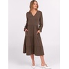 image:imageANRABESS Womens Fall Long Sleeve Boho Floral Tiered Midi Dress  VNeck Lantern Sleeve ALine Dresses with Pockets Comfy Stretchy Casual Work Vacation Daily Wear Winter Spring OutfitsCoffee