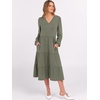 image:imageANRABESS Womens Fall Long Sleeve Boho Floral Tiered Midi Dress  VNeck Lantern Sleeve ALine Dresses with Pockets Comfy Stretchy Casual Work Vacation Daily Wear Winter Spring OutfitsOlive Green