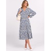 image:imageANRABESS Womens Fall Long Sleeve Boho Floral Tiered Midi Dress  VNeck Lantern Sleeve ALine Dresses with Pockets Comfy Stretchy Casual Work Vacation Daily Wear Winter Spring OutfitsFloral Blue Yellow