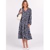 image:imageANRABESS Womens Fall Long Sleeve Boho Floral Tiered Midi Dress  VNeck Lantern Sleeve ALine Dresses with Pockets Comfy Stretchy Casual Work Vacation Daily Wear Winter Spring OutfitsFloral Purple Black