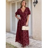 image:imageANRABESS Womens Floral Maxi Formal Dress Summer Mesh Short Sleeve V Neck Empire Waist Wedding Guest Party Dresses Burgundy Small