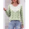 image:imageANRABESS Womens Long Sleeve Shirts Lace Fall Tunic Tops  Scalloped V Neck Floral Print Blouses Soft Regular Fit Business Office Travel Outfits Dressy Casual 2026 Winter ClothesGrey Green Floral