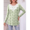 image:imageANRABESS Womens Long Sleeve Shirts Lace Fall Tunic Tops  Scalloped V Neck Floral Print Blouses Soft Regular Fit Business Office Travel Outfits Dressy Casual 2026 Winter ClothesGrey Green Floral