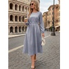 image:imageANRABESS Womens Long Sleeve Striped Fall Midi Dress with Pockets  Casual Flowy A Line Elastic Waist Crewneck Work Office Teacher Dresses Beach Travel Vacation Outfits Fall Spring ClothesNavy White Stripe