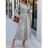 image:imageANRABESS Womens Long Sleeve Striped Fall Midi Dress with Pockets  Casual Flowy A Line Elastic Waist Crewneck Work Office Teacher Dresses Beach Travel Vacation Outfits Fall Spring ClothesBlack White Stripe