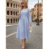 image:imageANRABESS Womens Long Sleeve Striped Fall Midi Dress with Pockets  Casual Flowy A Line Elastic Waist Crewneck Work Office Teacher Dresses Beach Travel Vacation Outfits Fall Spring ClothesBlue White Stripe