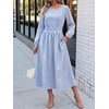 image:imageANRABESS Womens Long Sleeve Striped Fall Midi Dress with Pockets  Casual Flowy A Line Elastic Waist Crewneck Work Office Teacher Dresses Beach Travel Vacation Outfits Fall Spring ClothesBlue White Stripe