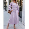 image:imageANRABESS Womens Long Sleeve Striped Fall Midi Dress with Pockets  Casual Flowy A Line Elastic Waist Crewneck Work Office Teacher Dresses Beach Travel Vacation Outfits Fall Spring ClothesPurple White Stripe