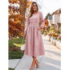 image:imageANRABESS Womens Long Sleeve Striped Fall Midi Dress with Pockets  Casual Flowy A Line Elastic Waist Crewneck Work Office Teacher Dresses Beach Travel Vacation Outfits Fall Spring ClothesLightcoral White Stripe