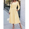 image:imageANRABESS Womens Long Sleeve Striped Fall Midi Dress with Pockets  Casual Flowy A Line Elastic Waist Crewneck Work Office Teacher Dresses Beach Travel Vacation Outfits Fall Spring ClothesYellow White Stripe