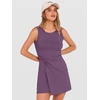 image:imageANRABESS Womens Summer Dresses 2026 Bodycon Sleeveless Romper Skort Twist Waist Night Out Vacation Mini Dress Built in Shorts Purple Large