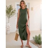 image:imageANRABESS Womens Summer Sundress Wrinkle Free Sleeveless Maxi DressampPockets  MidWeight Soft Loose FitCrew Neck Tank Top Shirt DressFall Fashion OutfitsBeach Vacation Travel ClothesCasual Work DailyArmy Green