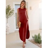 image:imageANRABESS Womens Summer Sundress Wrinkle Free Sleeveless Maxi DressampPockets  MidWeight Soft Loose FitCrew Neck Tank Top Shirt DressFall Fashion OutfitsBeach Vacation Travel ClothesCasual Work DailyDark Red