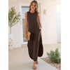 image:imageANRABESS Womens Summer Sundress Wrinkle Free Sleeveless Maxi DressampPockets  MidWeight Soft Loose FitCrew Neck Tank Top Shirt DressFall Fashion OutfitsBeach Vacation Travel ClothesCasual Work DailyBrown