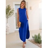 image:imageANRABESS Womens Summer Sundress Wrinkle Free Sleeveless Maxi DressampPockets  MidWeight Soft Loose FitCrew Neck Tank Top Shirt DressFall Fashion OutfitsBeach Vacation Travel ClothesCasual Work DailyRoral Blue