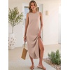 image:imageANRABESS Womens Summer Sundress Wrinkle Free Sleeveless Maxi DressampPockets  MidWeight Soft Loose FitCrew Neck Tank Top Shirt DressFall Fashion OutfitsBeach Vacation Travel ClothesCasual Work DailyAlmond