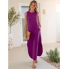image:imageANRABESS Womens Summer Sundress Wrinkle Free Sleeveless Maxi DressampPockets  MidWeight Soft Loose FitCrew Neck Tank Top Shirt DressFall Fashion OutfitsBeach Vacation Travel ClothesCasual Work DailyPurple Red