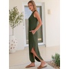 image:imageANRABESS Womens Summer Sundress Wrinkle Free Sleeveless Maxi DressampPockets  MidWeight Soft Loose FitCrew Neck Tank Top Shirt DressFall Fashion OutfitsBeach Vacation Travel ClothesCasual Work DailyArmy Green