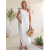 image:imageANRABESS Womens Summer Sundress Wrinkle Free Sleeveless Maxi DressampPockets  MidWeight Soft Loose FitCrew Neck Tank Top Shirt DressFall Fashion OutfitsBeach Vacation Travel ClothesCasual Work DailyWhite