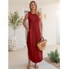 image:imageANRABESS Womens Summer Sundress Wrinkle Free Sleeveless Maxi DressampPockets  MidWeight Soft Loose FitCrew Neck Tank Top Shirt DressFall Fashion OutfitsBeach Vacation Travel ClothesCasual Work DailyDark Red