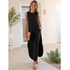 image:imageANRABESS Womens Summer Sundress Wrinkle Free Sleeveless Maxi DressampPockets  MidWeight Soft Loose FitCrew Neck Tank Top Shirt DressFall Fashion OutfitsBeach Vacation Travel ClothesCasual Work DailyBlack