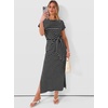 image:imageANRABESS Womens Summer WrinkleFree Maxi Dress  Crew Neck Tie Waist Split Fit Long Fashion Dresses Casual Dressy Travel Vacation Outfits 2026 Fall LayerBlack White Stripe