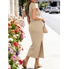 image:imageANRABESS Womens Summer WrinkleFree Maxi Dress  Crew Neck Tie Waist Split Fit Long Fashion Dresses Casual Dressy Travel Vacation Outfits 2026 Fall LayerApricot