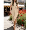 image:imageANRABESS Womens Summer WrinkleFree Maxi Dress  Crew Neck Tie Waist Split Fit Long Fashion Dresses Casual Dressy Travel Vacation Outfits 2026 Fall LayerApricot